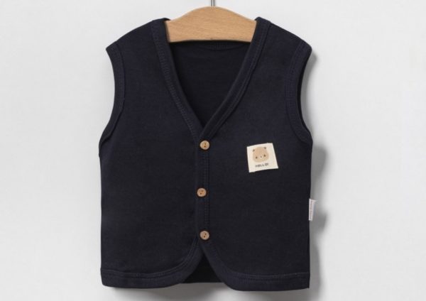 YELEK 6-9-12-18 AY 232098 UNISEX DÜĞMELİ HELLO ETİKETLİ YELEK - Image 6
