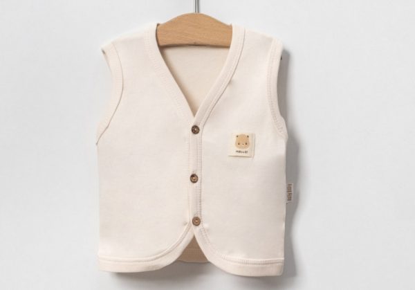 YELEK 6-9-12-18 AY 232098 UNISEX DÜĞMELİ HELLO ETİKETLİ YELEK - Image 5