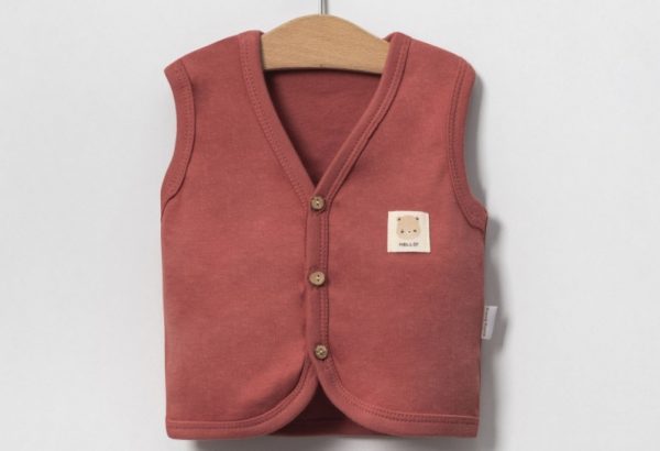 YELEK 6-9-12-18 AY 232098 UNISEX DÜĞMELİ HELLO ETİKETLİ YELEK - Image 3