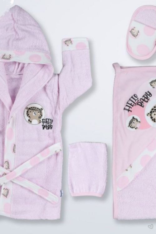 BORNOZ 0-3 AY 16906 KıZ Kız Hello Baby Bornoz Set