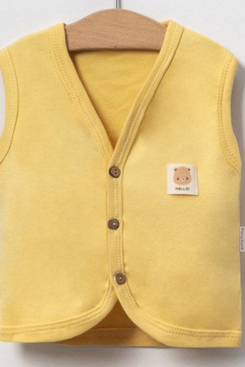 YELEK 6-9-12-18 AY 232098 UNISEX DÜĞMELİ HELLO ETİKETLİ YELEK