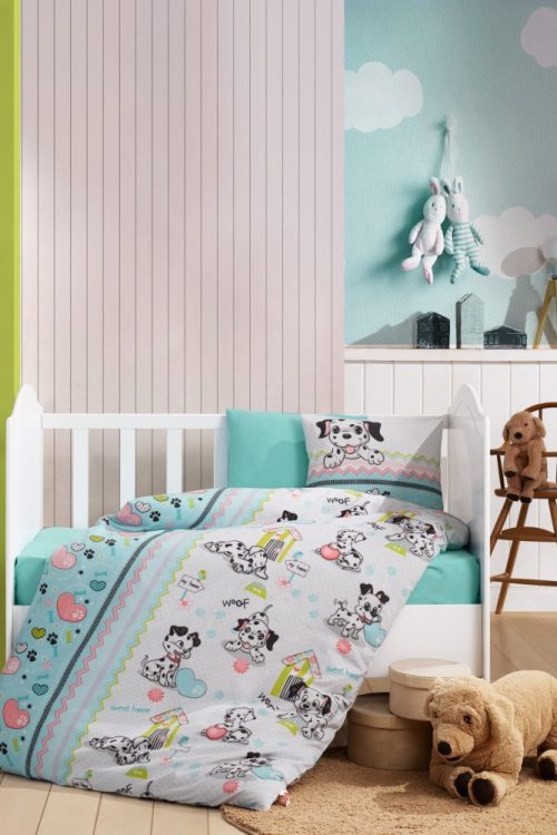 Flanel Bebek Nevresim Takımı Dalmaçyalı Mint