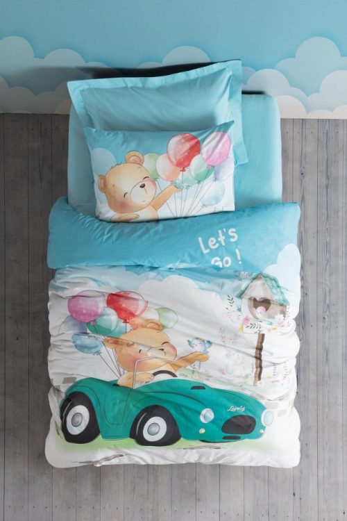Junior Tek Kişilik Lastikli Çarşaflı Nevresim Takımı Buddy Mavi
