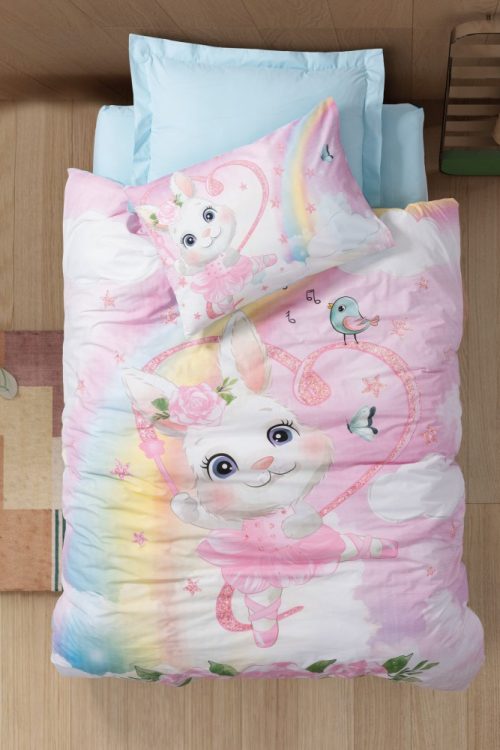 Junior Tek Kişilik Lastikli Çarşaflı Nevresim Takımı Cony Mint