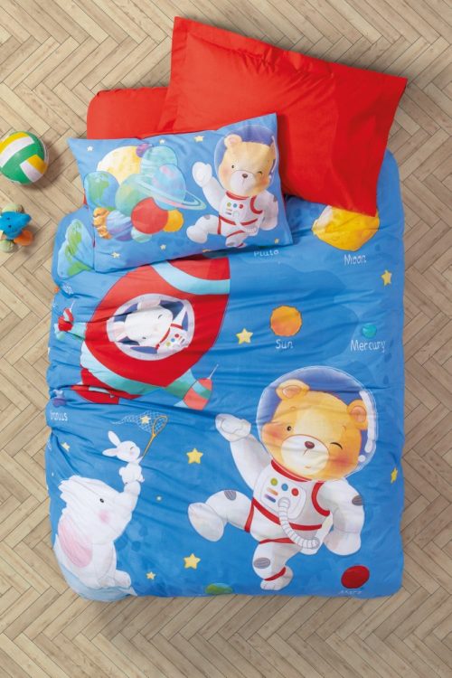 Junior Tek Kişilik Nevresim Takımı Planet Mavi
