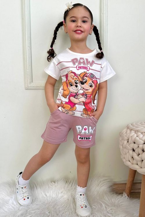 PAW PATROL Baskılı Alt Üst T-Shirt Şort Takım. Yazlık şortlu takım. % 100 Pamuk Alt Üst Takım