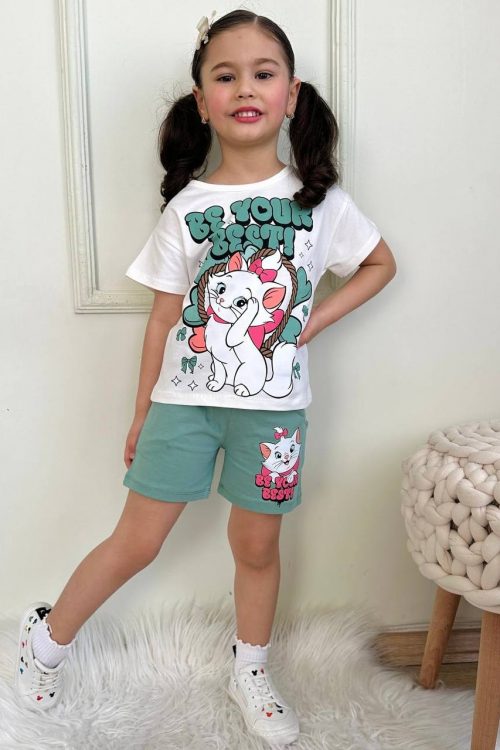 Baskılı Alt Üst T-Shirt Şort Takım. Yazlık şortlu takım. % 100 Pamuk Alt Üst Takım