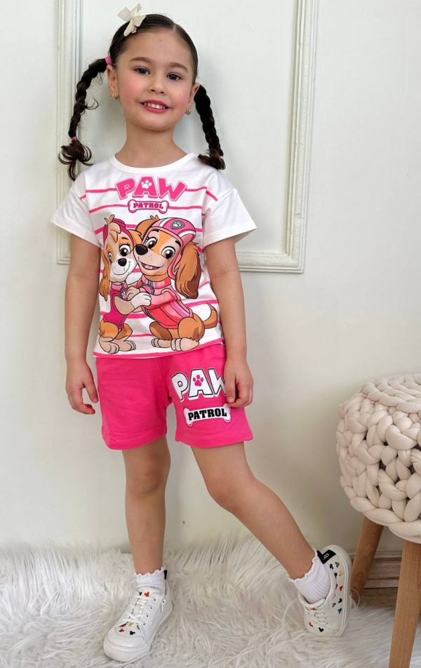 PAW PATROL Baskılı Alt Üst T-Shirt Şort Takım. Yazlık şortlu takım. % 100 Pamuk Alt Üst Takım