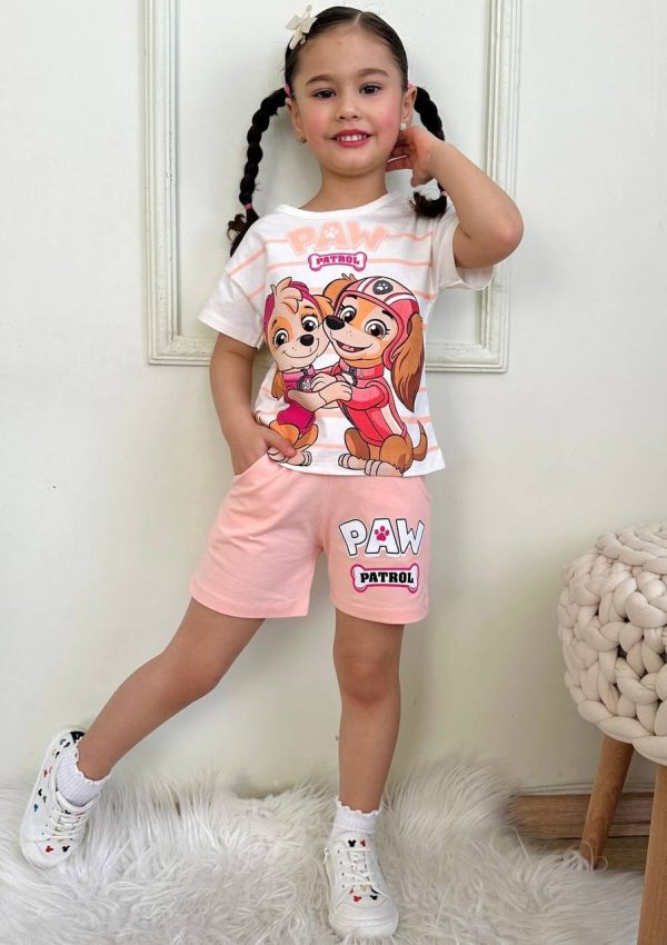 PAW PATROL Baskılı Alt Üst T-Shirt Şort Takım. Yazlık şortlu takım. % 100 Pamuk Alt Üst Takım